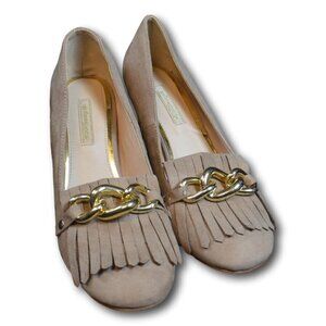 Prima Donna Collection Tan Fringed & Buckle Suede Shoes Size: 40 /9 NEW